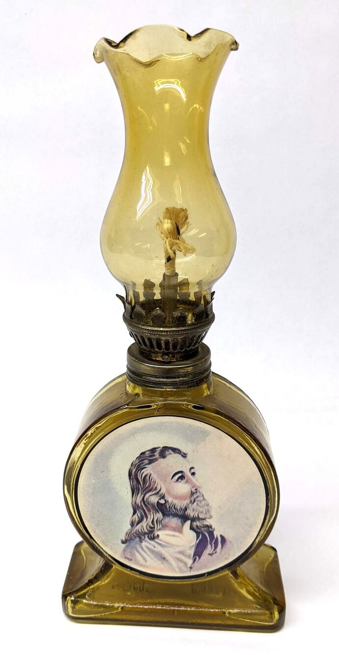 Vintage 1960s/70s Mid-Century Novelty Jesus Oil Lamp - Hong Kong Fair Carnival
